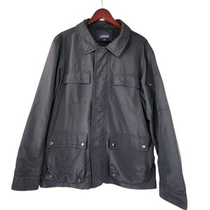 Lands' End Men's Black Jacket Lightweight Utility Large Rain Wind